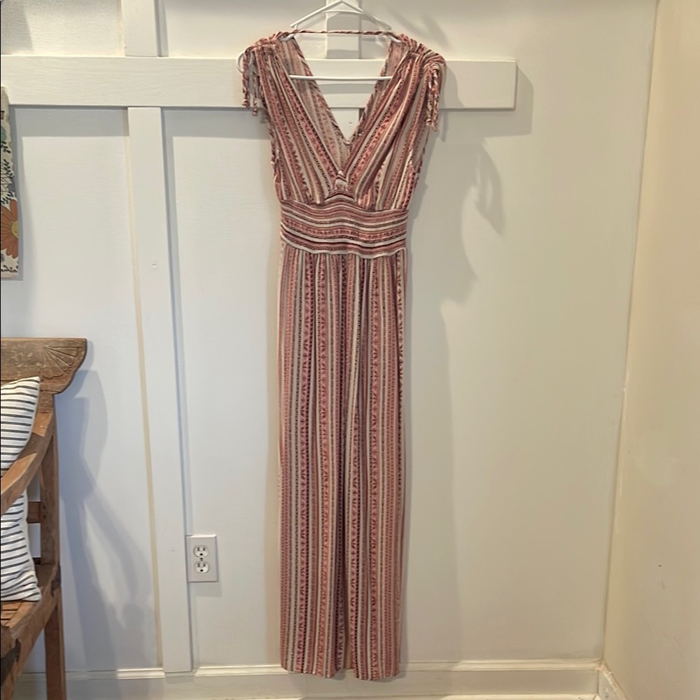 Pink Ruched V-Neck Maxi Dress for Cocktail
